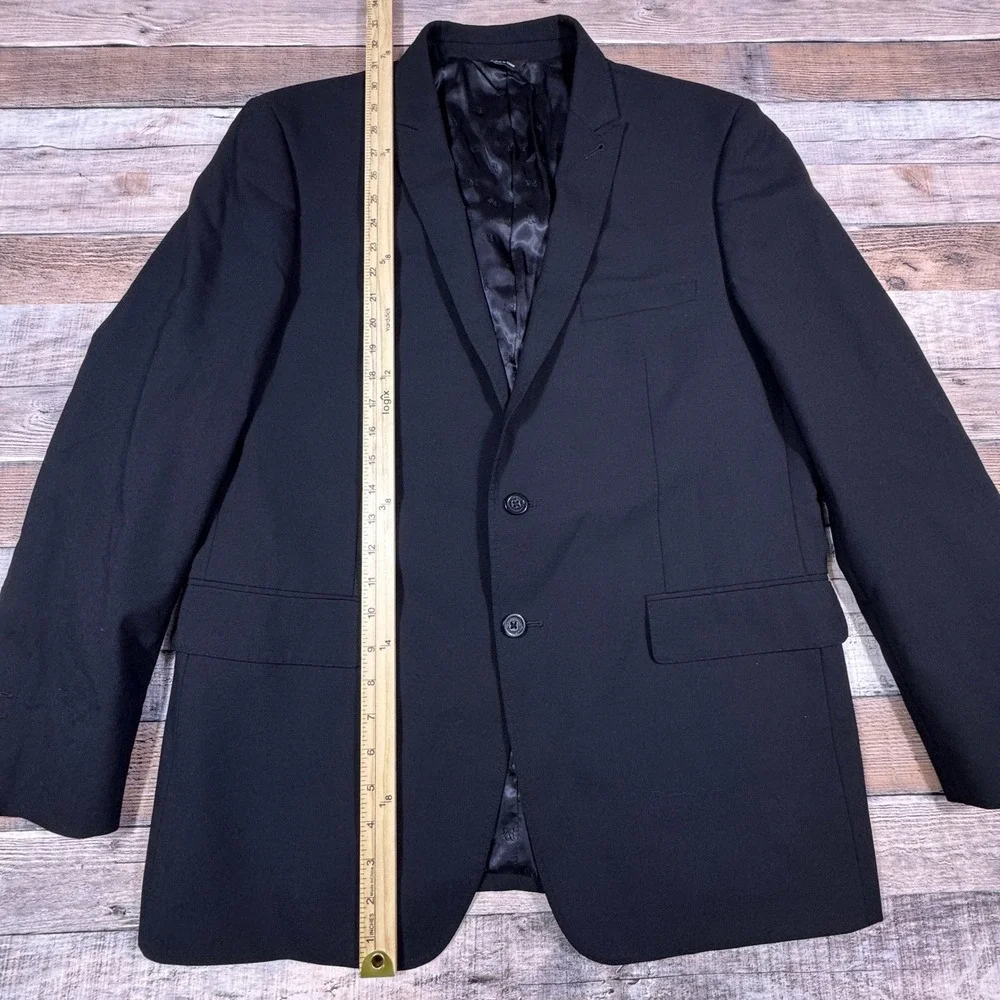 Rock &‎ Republic Mens Blazer Suit Jacket Black 42R Wool Blend Two Button